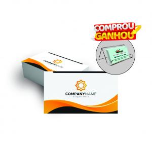 CARTÃO DE VISITA - SÓ FRENTE Couchê 250gr 48x88mm 4X0 Verniz Total Corte reto 250gr - Cód. EquB39