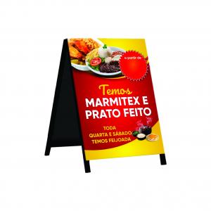CAVALETE DE MADEIRA PERSONALIZADO Lona Front 440g 100x60 4x4 Frente e Verso Brilho Madeira 2jWQm